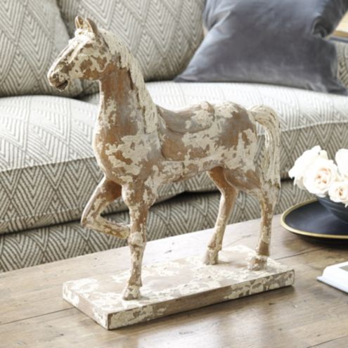 Hand Carved Wooden Horse Statue Table Decor