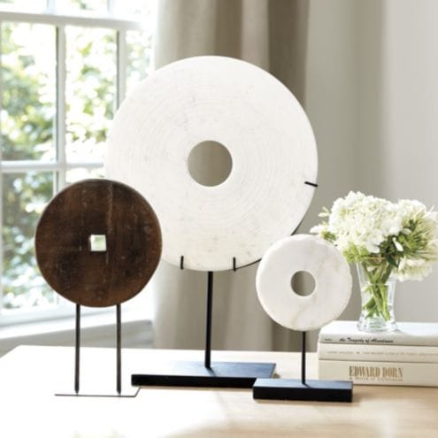 BW Decorative Disc on Stand Set in Marble & Mango Wood with