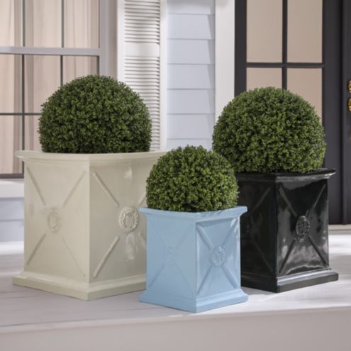 Beauclaire Anduze Planter Square Fiberglass Garden with Shield Crest Relief