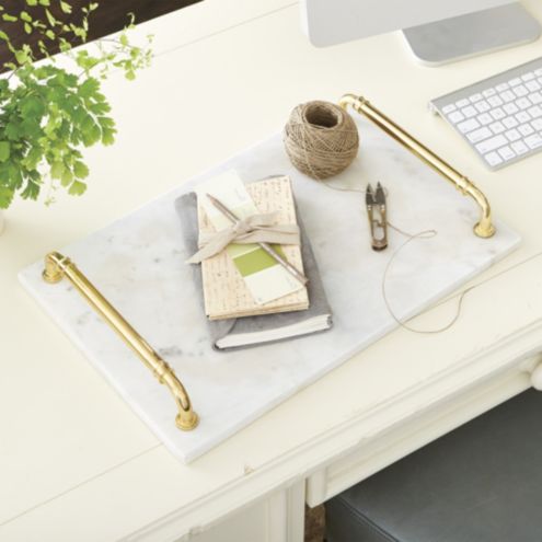 Brass Handle Marble Tray | Ballard Designs