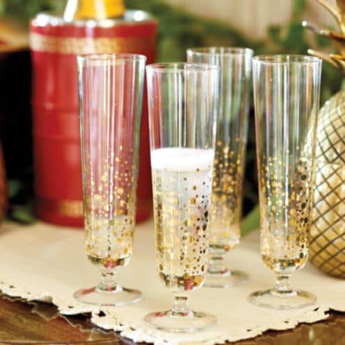 BW Bubbly Champagne Glasses with Golden Bubble Accent for Entertaining