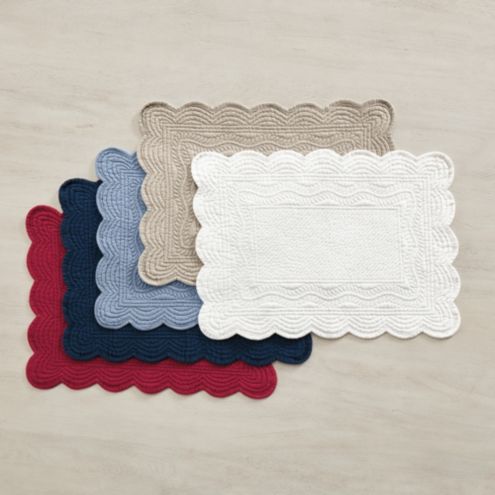 Marseille Rectangular Quilted Placemats in Spring Colors, Set of 4 & Machine Washable