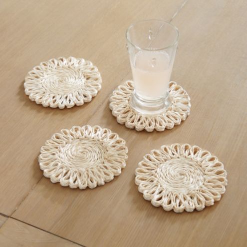 Tulum Scalloped Woven Coasters - Set of 4