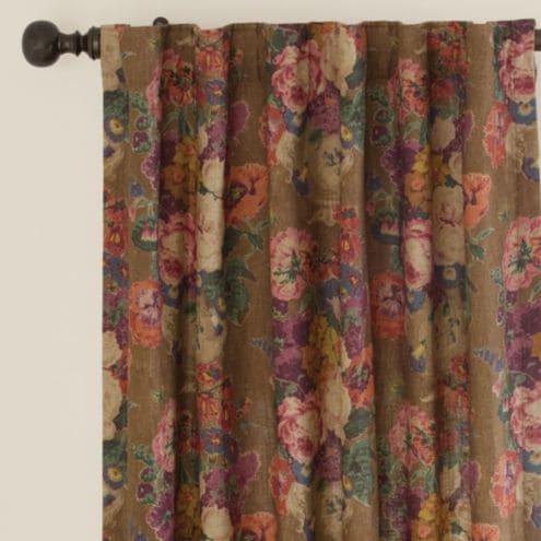 Francfranc Drape Curtain 100x200cm 2枚花柄 Frances Floral Drapery Panel with Linen Viscose & Opulent Bouquets