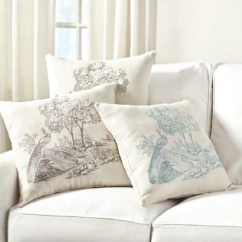 Peacock Toile Sunbrella Outdoor Throw Pillow Ballard Designs