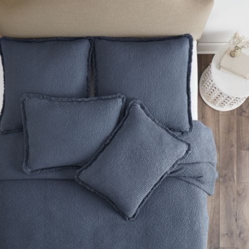 Hazael Waffle Coverlet with Fringed Edges & Lightweight Cotton Weave from Portugal
