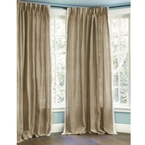 Burlap Pleated Panel With Fringed Edge Ballard Designs