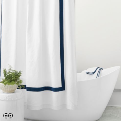 Linen Trim Shower Curtain, Ballard Designs Shower Curtain