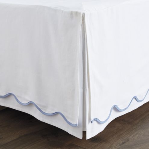 Emma Scalloped Bedskirt & Corner Pleats in 100% Cotton Twill with 15" Drop