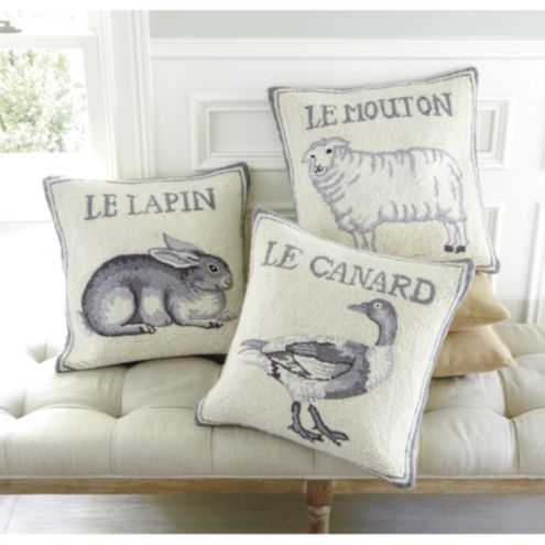 French Farm Animal Hand Hooked Pillow Ballard Designs Ballard