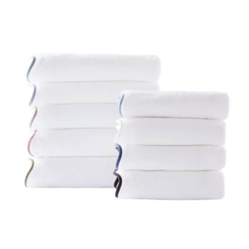 Ellie Scalloped Towels with Turkish Cotton & Colorful Trim Options - WHITE TRIM