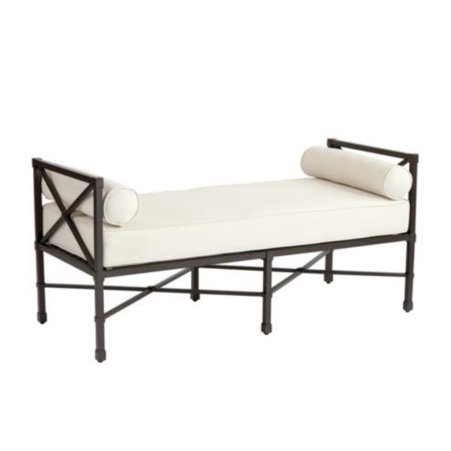 Suzanne Kasler Directoire Metal Outdoor Bench With Cushions