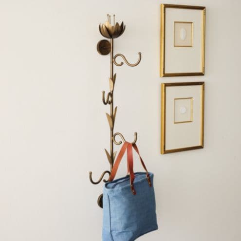 Orleans Wall Hook with 3 Pivoting Coat & Scarf Hooks in Antique Brass Finish