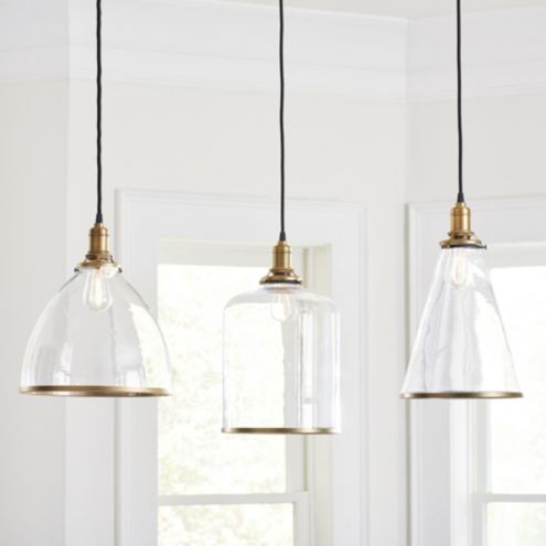 Glass And Brass Pendant Light 