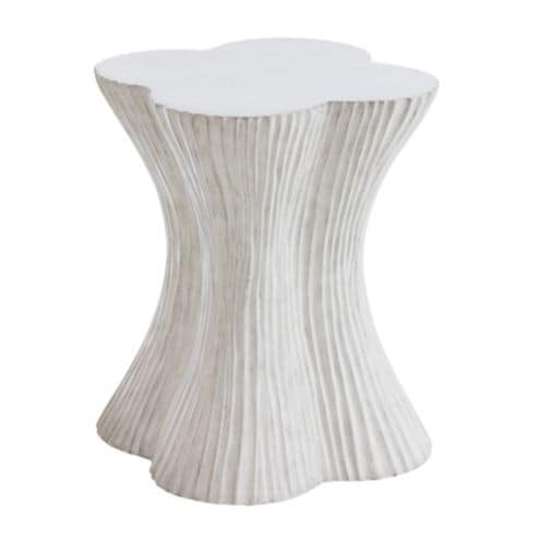Nicolette Garden Stool with Cast Resin & La Creme Gray Finish