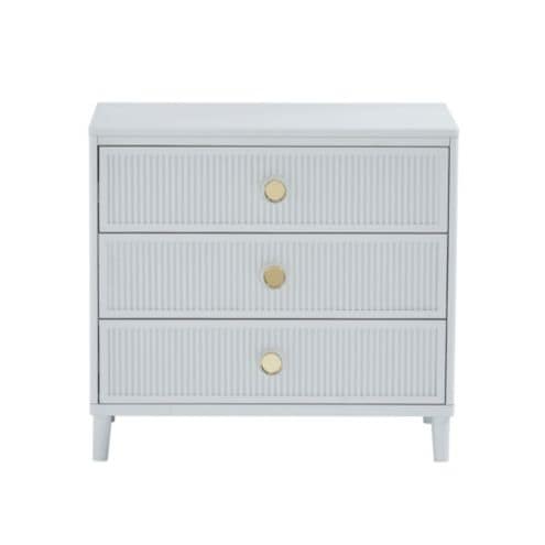 Yves 3 Drawer Nightstand with Reeded Fronts & Brass Finish Knobs