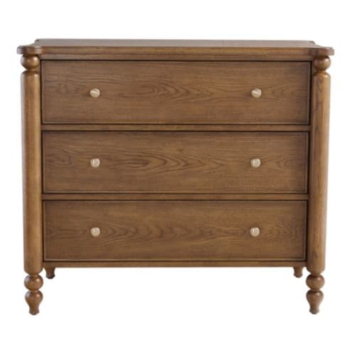 Dover 3-Drawer Chest with Solid Oak & Brass Knob Pulls