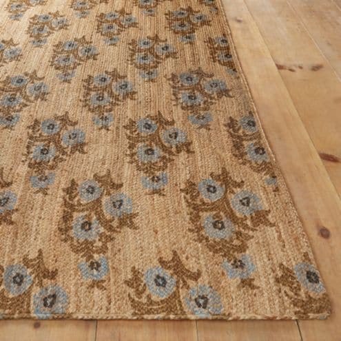 2’ 6” x 8’ Runner Jesse Printed Jute Rug with Floral Motif & Natural Texture for Casual Spaces