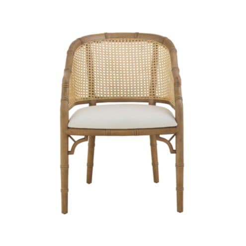 Anna Cane Dining Chair with Handwoven Cane & Performance Upholstery