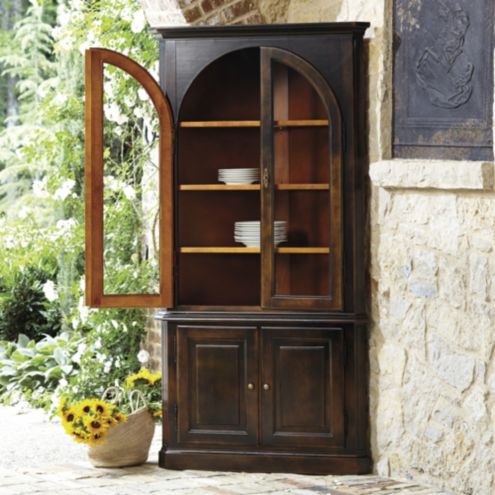 corner china cabinet oak