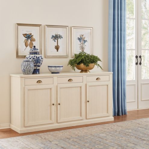Eden Sideboard with Adjustable Shelves & Antique Brass Hardware in