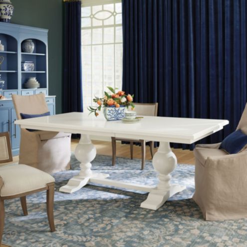 Nicolas Extension Dining Table with Turned Sphere Legs & Mahogany