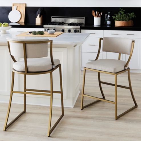 Allister Upholstered Metal Counter Stool with Back