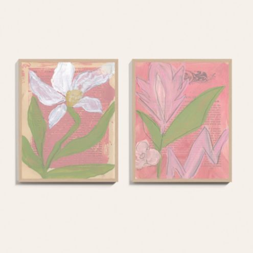 Flower Book Art with Natural Wood Frame & Vintage Book Pages