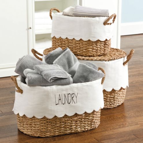 Sets of 3 Stackable Lace-Design Bins with Lids, The Lakeside Collection