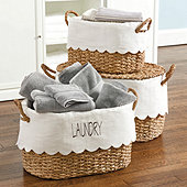 Bunny Williams Nesting Baskets with Scalloped Liner - Set of 3