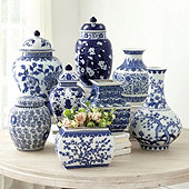 Blue & White Chinoiserie Vase Collection