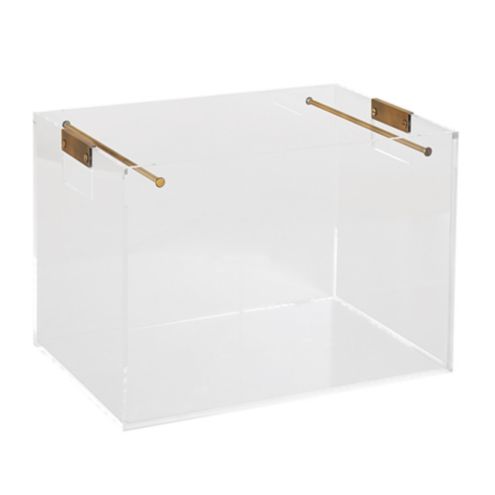 Livy Acrylic File Box with Antique Brass & Clear Acrylic