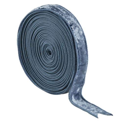 Wired Velvet Ribbon Dusty Blue Wire Edge