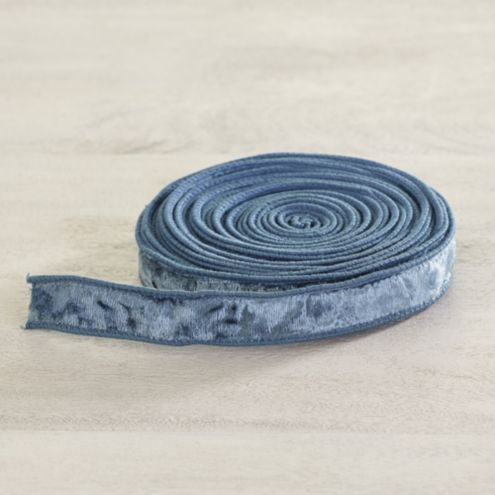 Wired Velvet Ribbon Dusty Blue Wire Edge