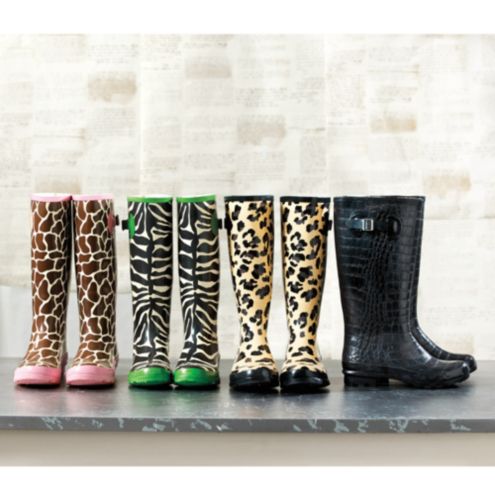 animal print rain boots