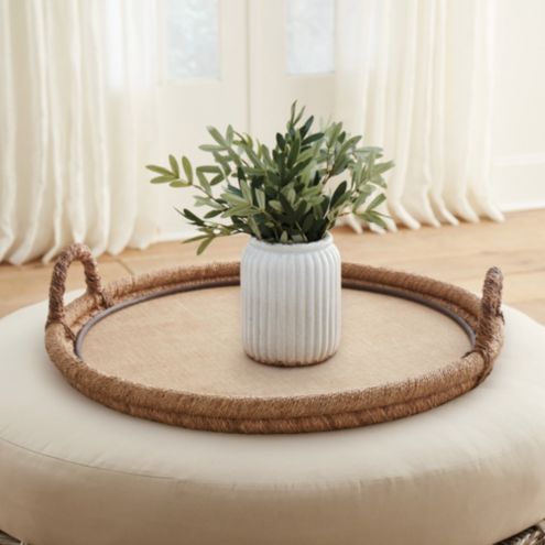 Woven Ottoman Round Serving Tray