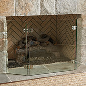 Miles Redd Glass Deco Fireplace Screen - Stainless Steel