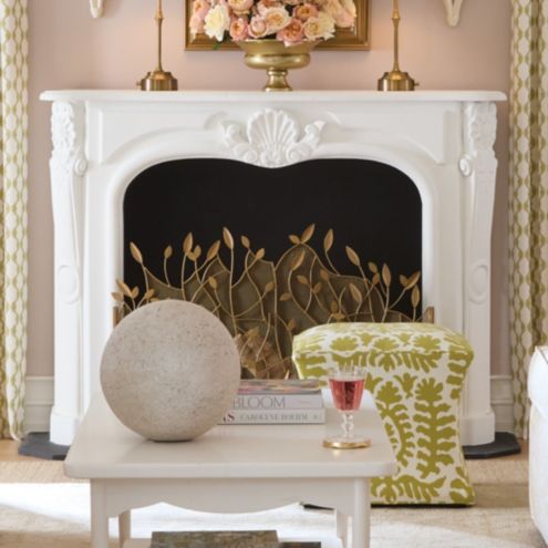 Branches Fire Screen with Antique Brass Finish & Leaf Details