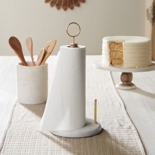 Marble And Wood Paper Towel Holder