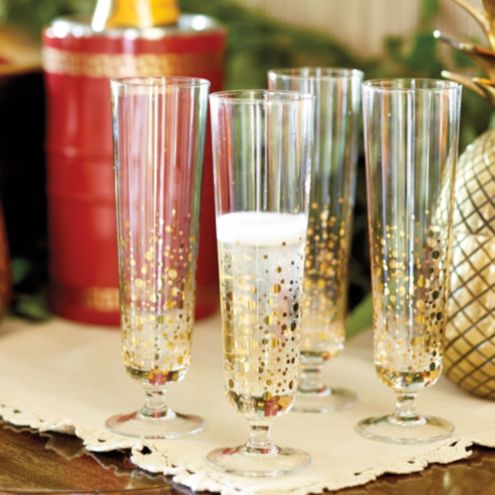 Gilded Stemless Champagne Flute Set