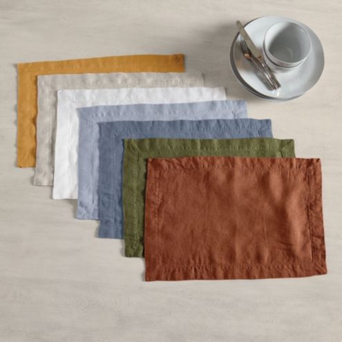 Set of 4 Belíssima Flax Linen Placemats – White - Ballard Designs