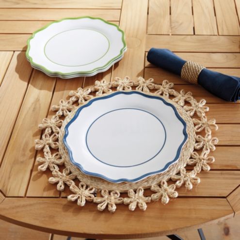 Scalloped Melamine Dinner Plates Set of 4