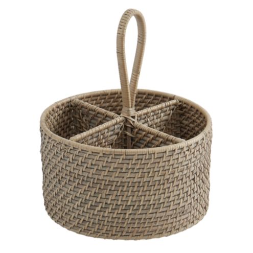 Piper Woven Utensil Caddy   Washed Taupe