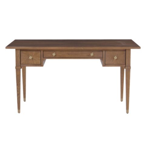 Riley Desk with Diamond Cut Veneers & Antique Brass Star Knob Pulls
