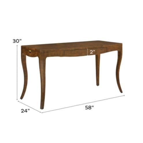 Maris Desk with Solid Mahogany & Burl Wood Veneers and Antique