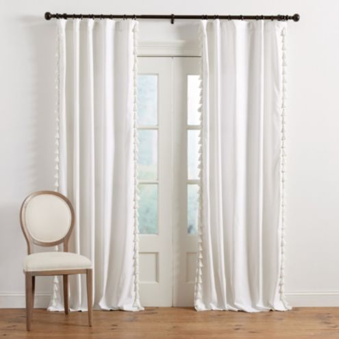 Tassel Trim Drapery Panel Gray Ballard Designs Ballard Designs