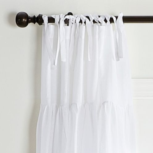 Ruched Tie Top Sheer Linen Curtain Panel