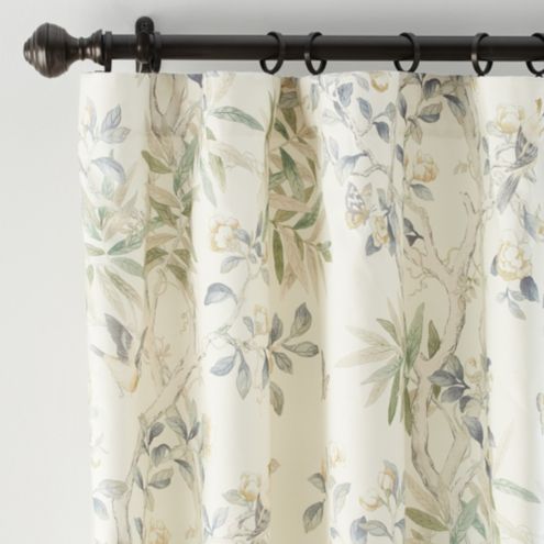 Jacobean Floral Lined Rod Pocket Curtains