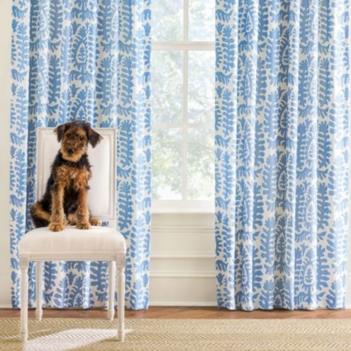 ✨希少✨DAKS ステンカラーコート シルク100% 裏地総柄 ブルー Myrtle Suzani Drapery Panel with French Blue Botanical Motif