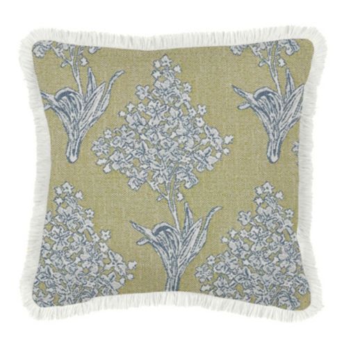 Genevieve Green Sunbrella Fringed  Outdoor Pillow